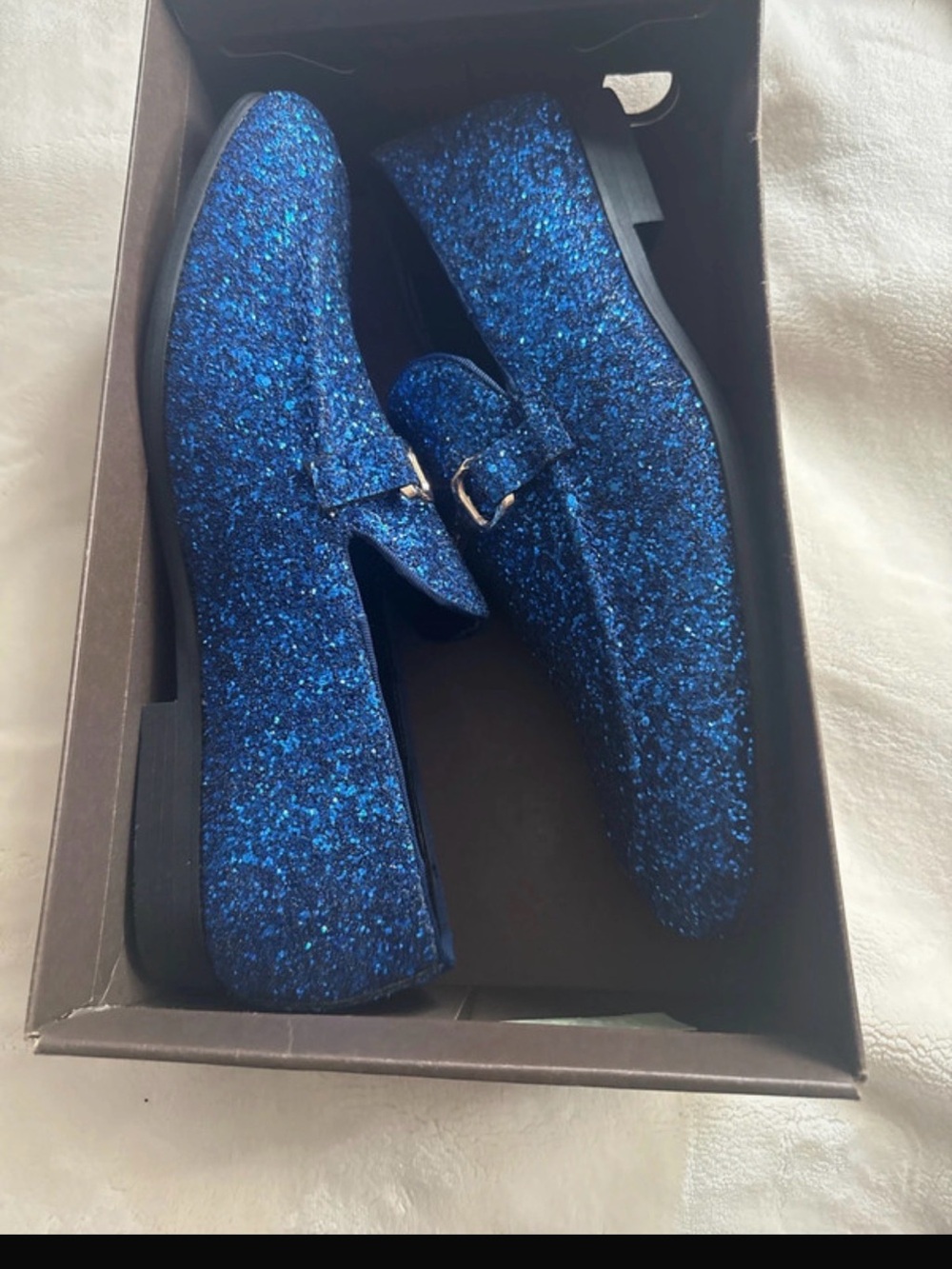 Blue Glitter Loafers -Men’s Sparkle Dress Shoes